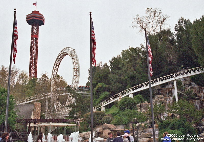 Great American Revolution and Sky Tower at Magic Mountain