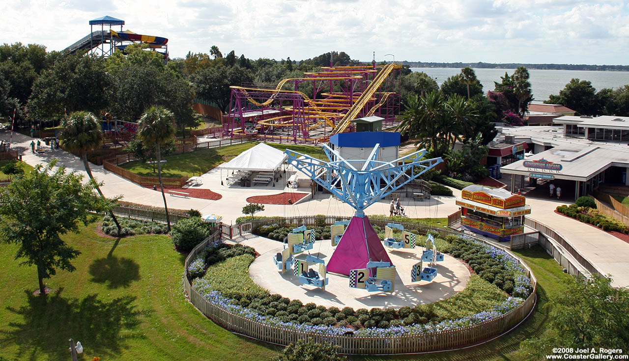 Aerial view of Cypress Gardens before it closed the thrill rides.