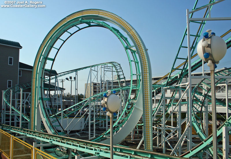 Looping roller coaster in New Jersey