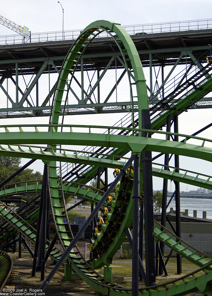 Roller coaster going through a loop
