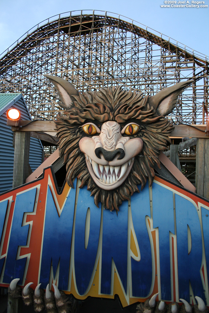Large sign on the Monstre roller coaster 