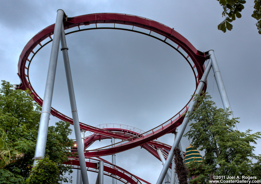 The Demon floorless roller coaster built by Bolliger and Mabillard