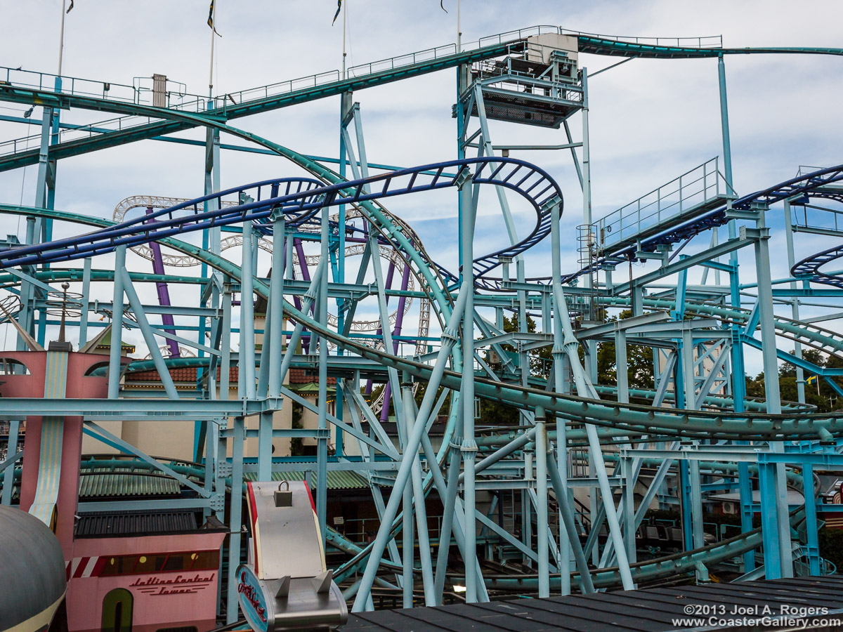 Pictures of the Jetline and Vilda Musen roller coasters at Grona Lund.
