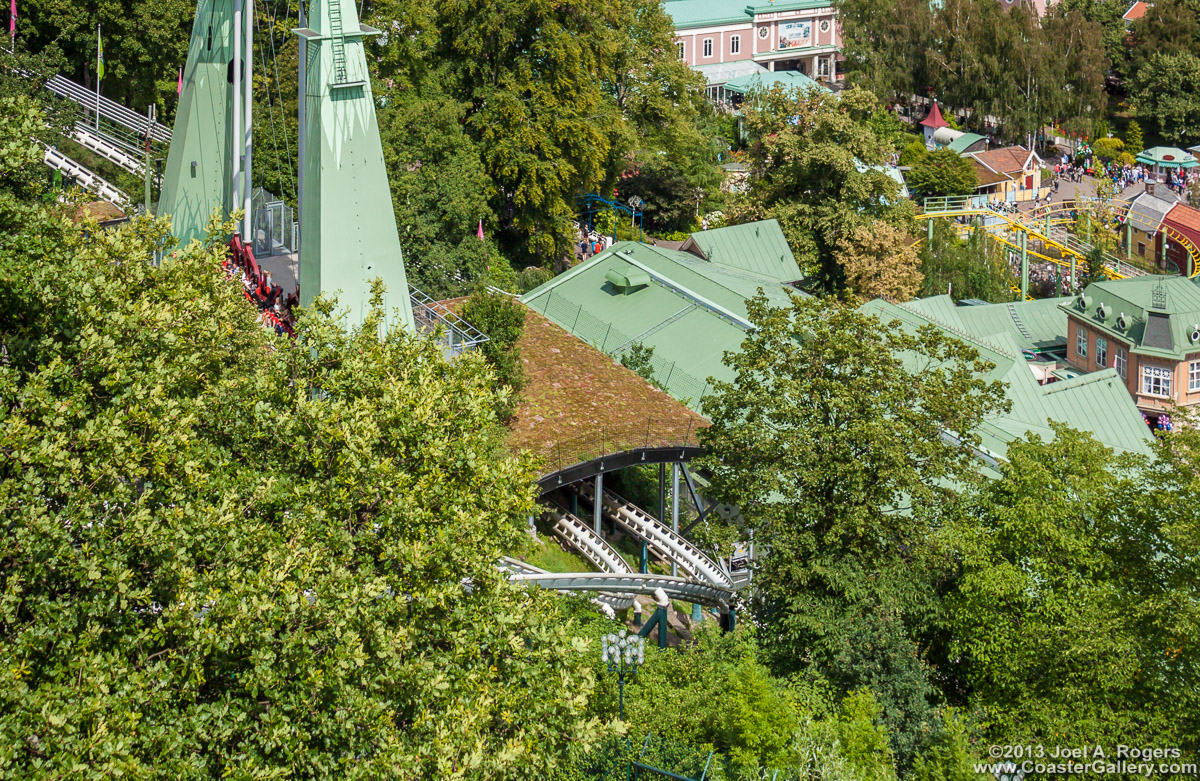 The trees and thrill rides at Liseberg