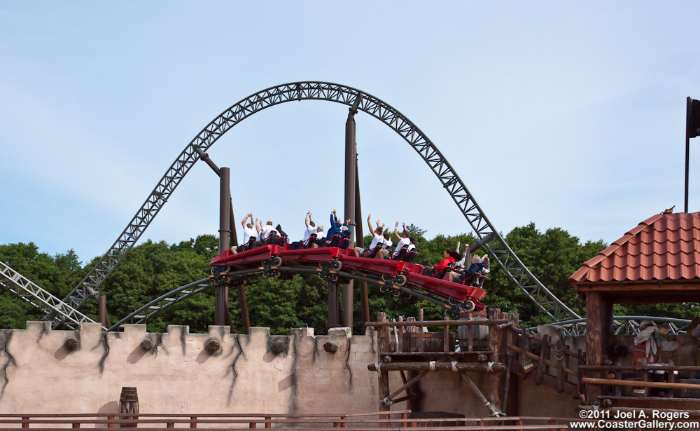 Hands in the air while riding an Intamin roller coaster