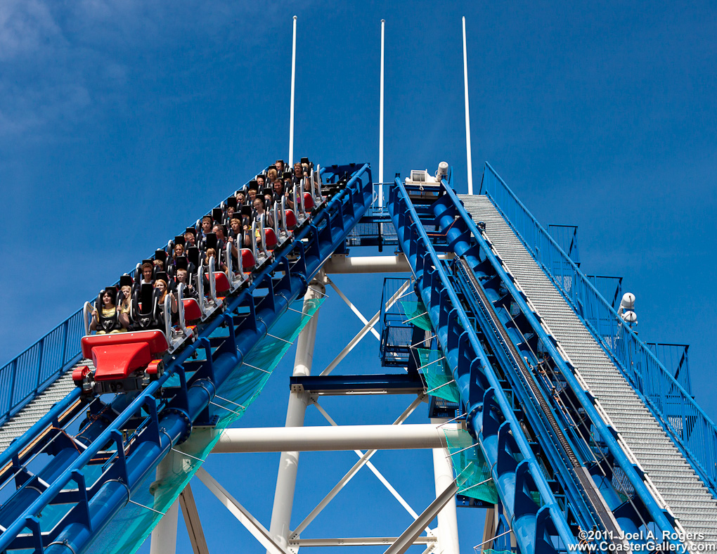 Two lifts on the Vekoma Boomerang roller coaster in Finland