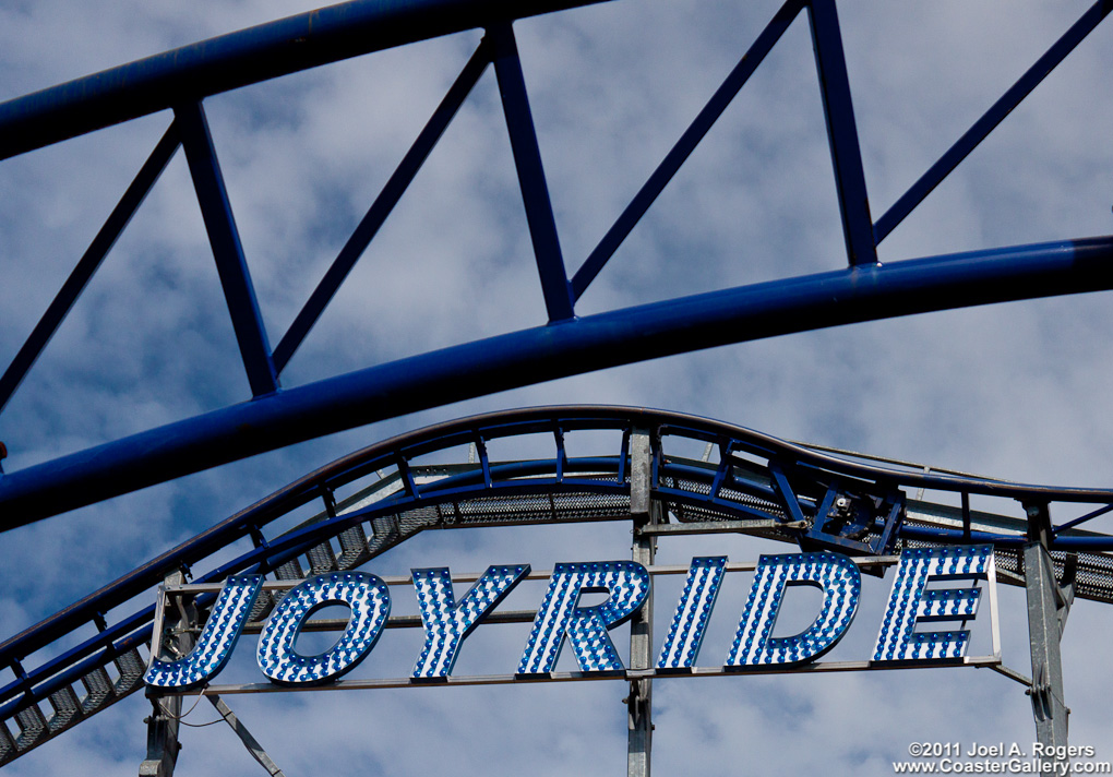 The sign on the Joyride roller coaster at PowerLand