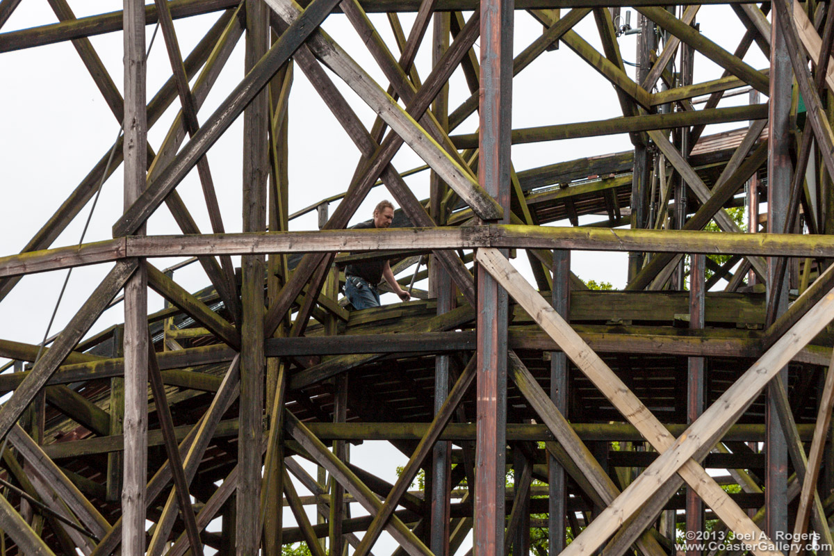 Maintenance on the Rutschebanen roller coaster