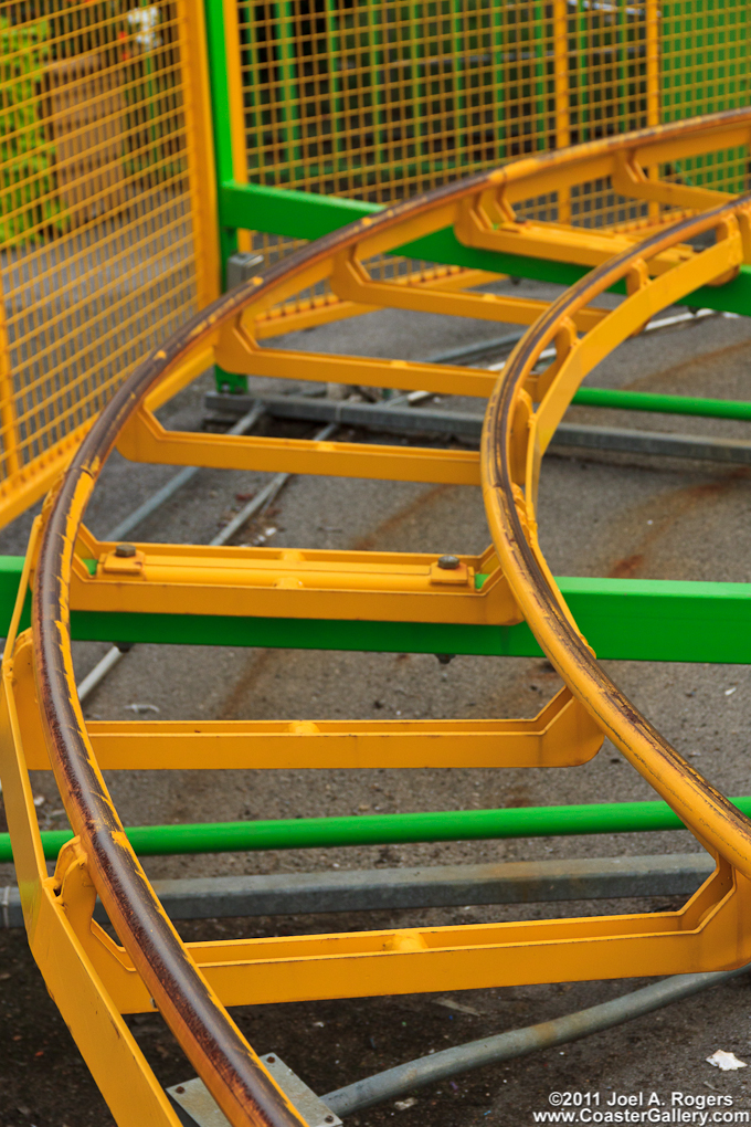 Detail of metal steel roller coaster track