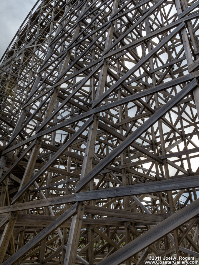 Latice of a wooden roller coaster
