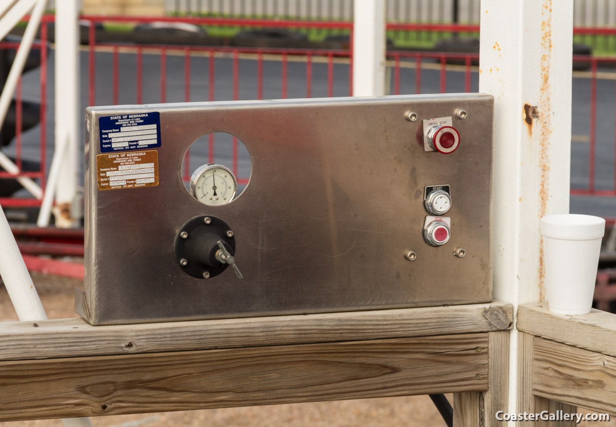 Control panel on a roller coaster ride