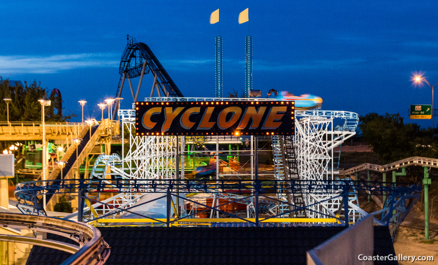 Cyclone roller coaster at the Wonderland amusement park