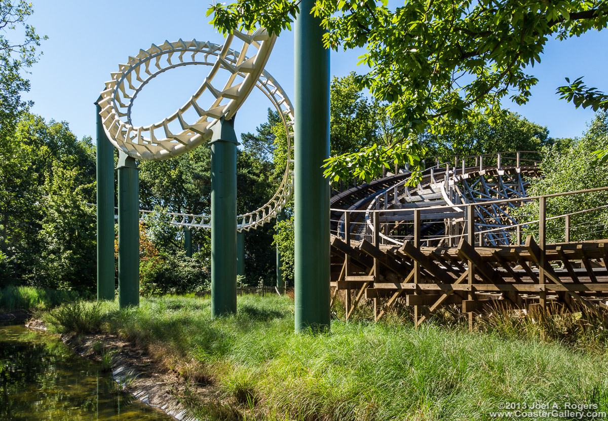 Corkscrew loop of the Python roller coaster