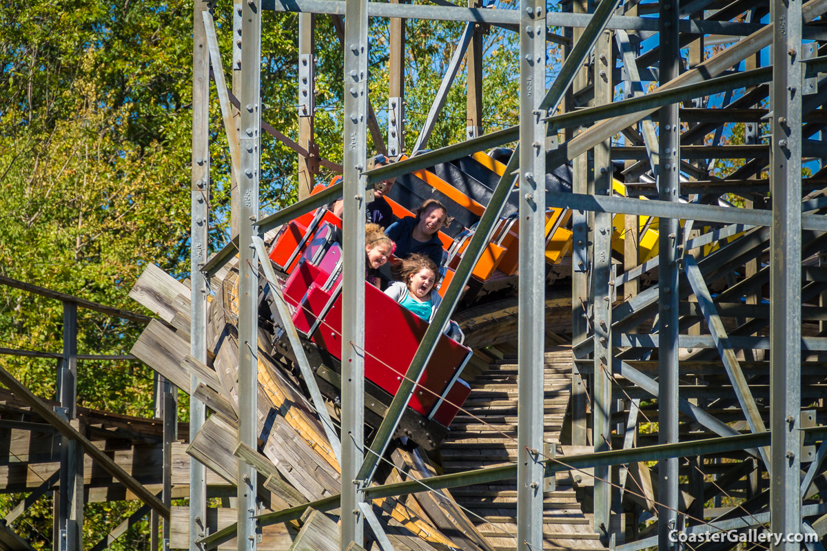 A list of hybrid roller coasters - wood track and steel supports