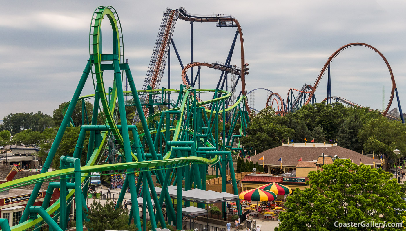 A collection of roller coasters at Cedar Point