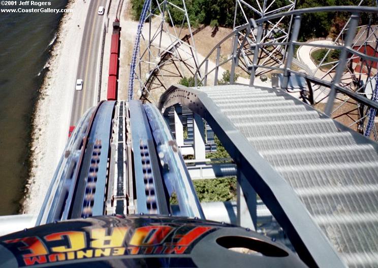 Point of View of Millennium Force roller coaster's first hill