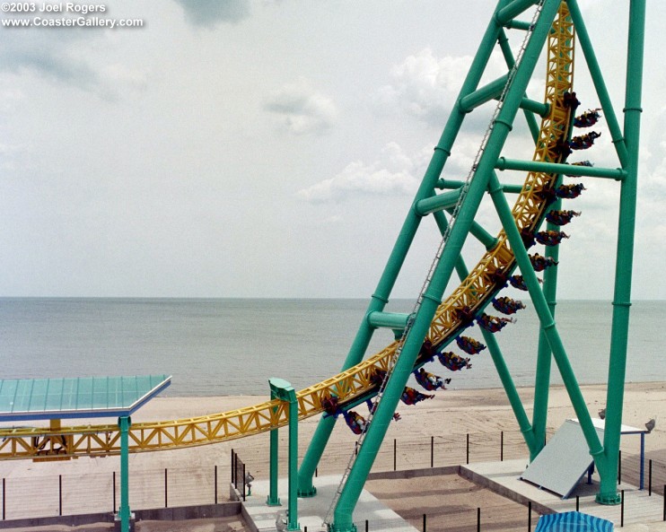 Cedar Point beach and roller coaster