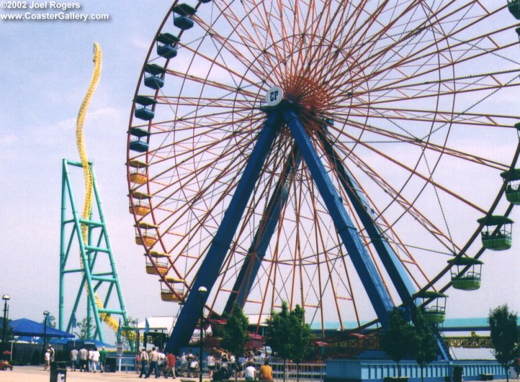 Ferris Wheel and roller coaster at Ohio's Cedar Point
