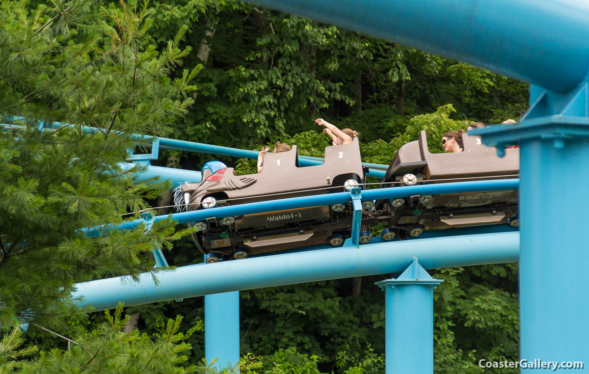 Wilbur and Waldo - the walrus trains on the Polar Coaster in New Hampshire