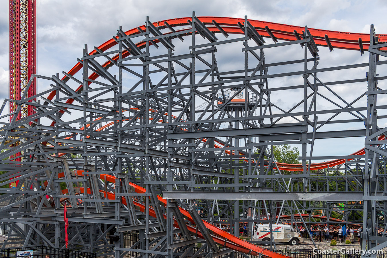 Metal support structure - Cyclone roller coaster at Six Flags New England
