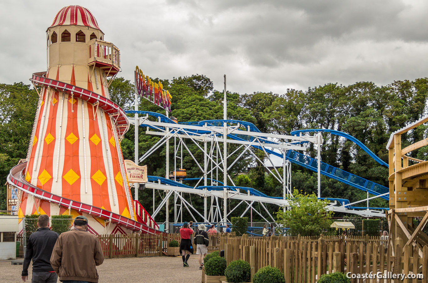 Helter Skelter slide and Crazy Mouse spinning roller coaster at Dreamland in Margate, England, United Kindgom