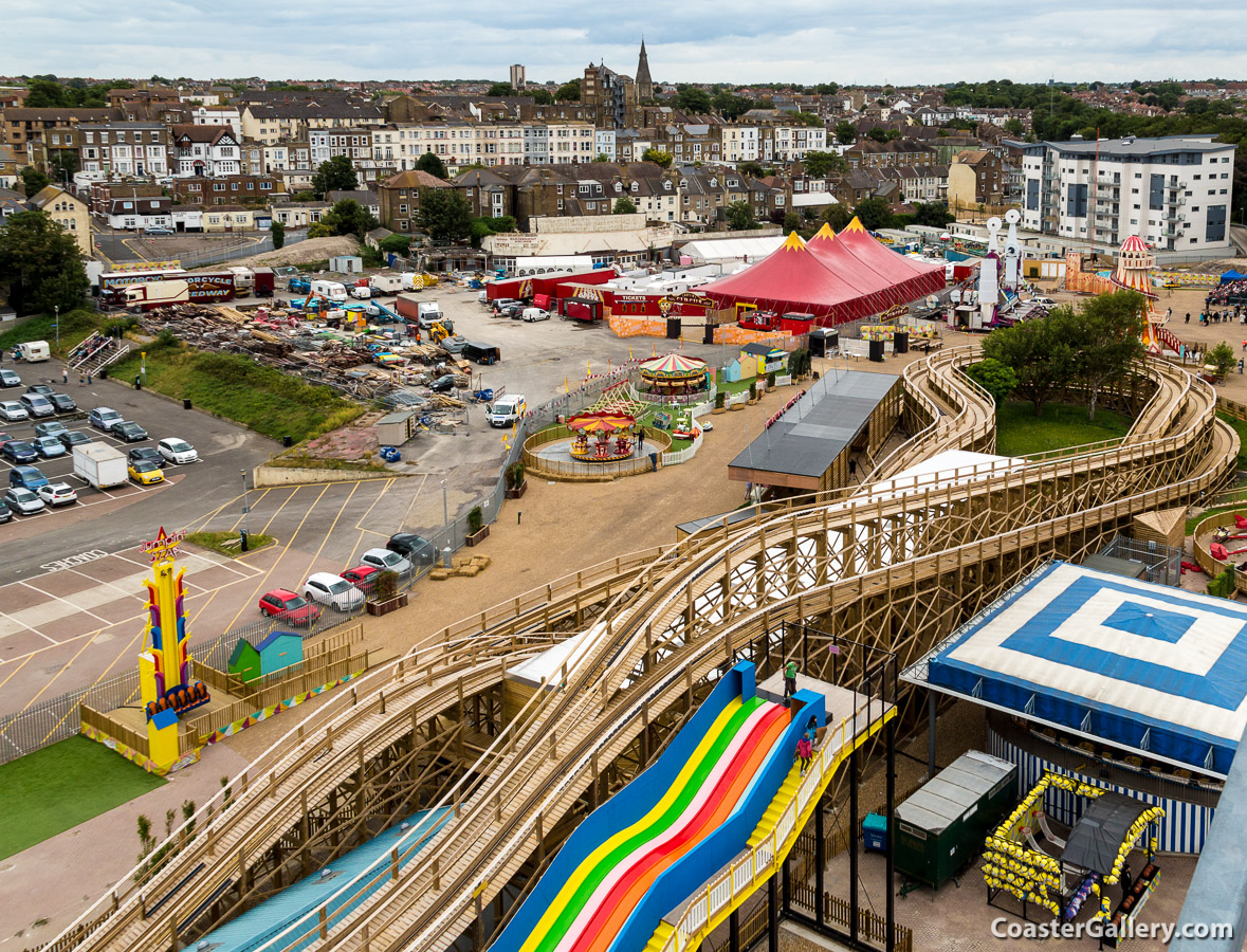 Aerial view of the Dreamland amusement park in Margate, England, United Kindgom