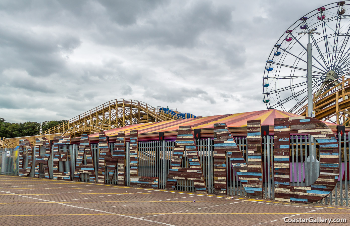 Parallel lift hills on the Scenic Railway roller coaster at Dreamland in Margate, England, United Kindgom