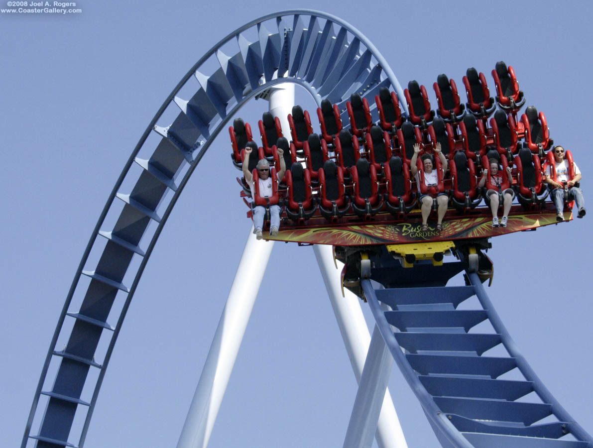 Roller coaster inversion, close-up
