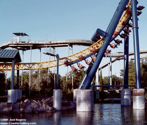 Roller coaster over the lake