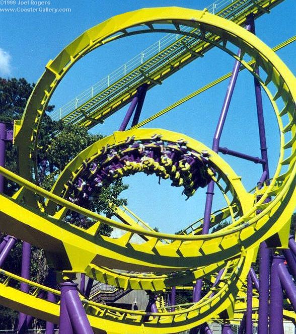 Twin Loops of the Medusa roller coaster in New Jersey