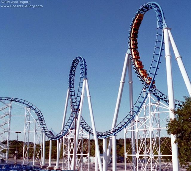 Shockwave coaster with seven loops