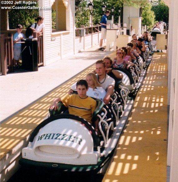 Whizzer roller coaster in loading platform