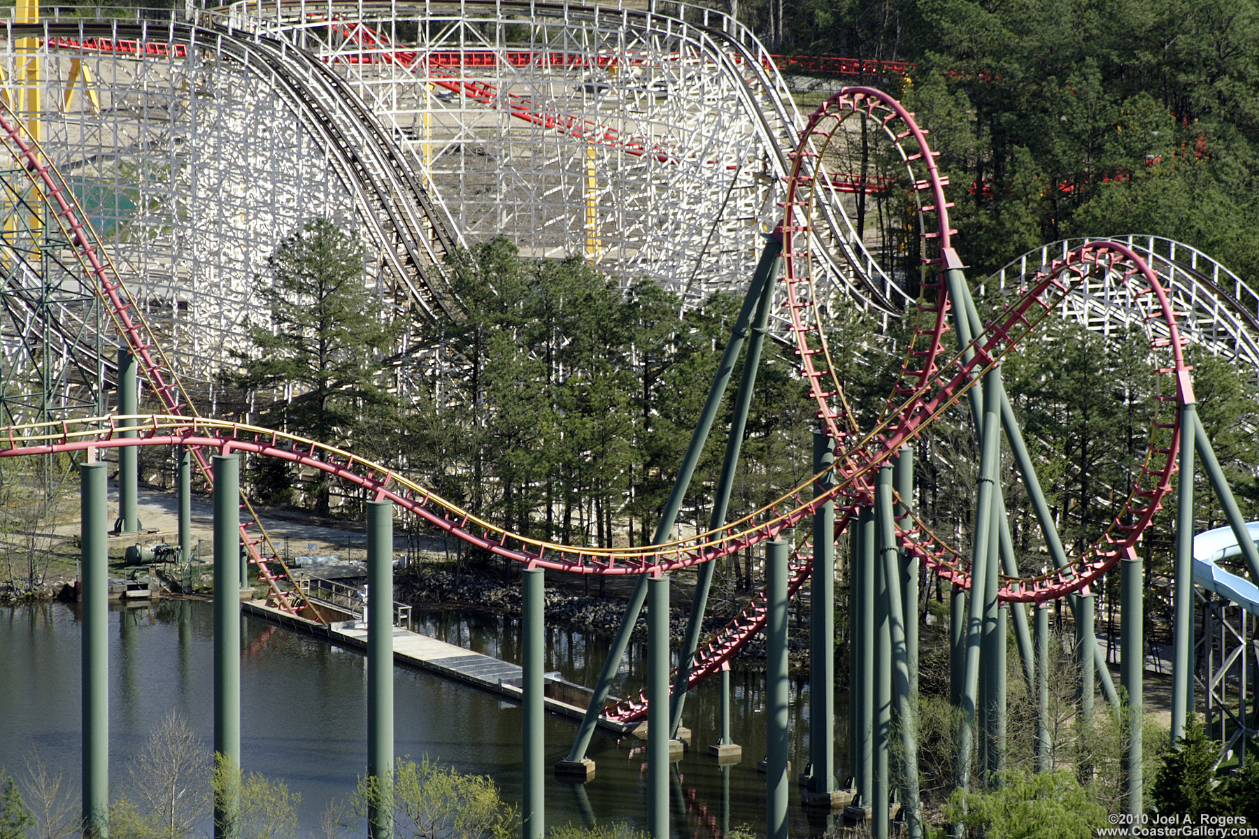 A roller coaster going underwater