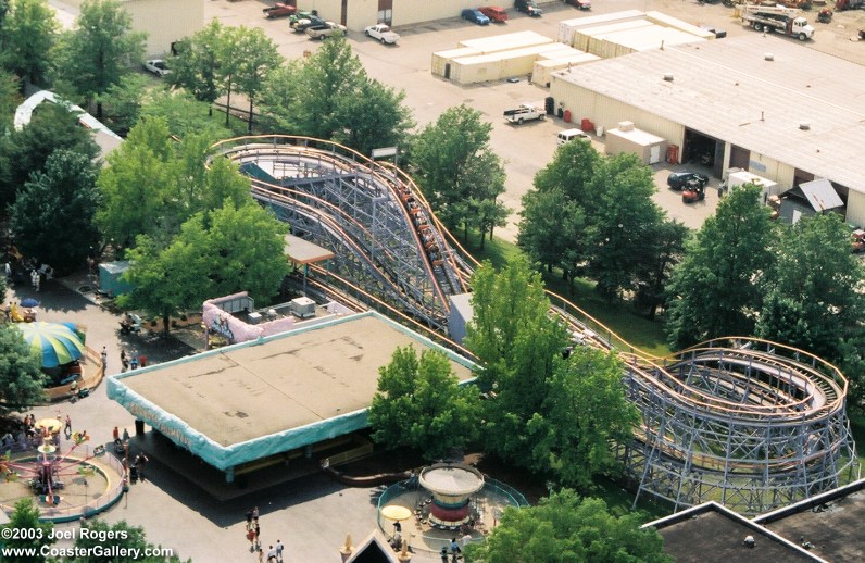 Beastie roller coaster aerial view