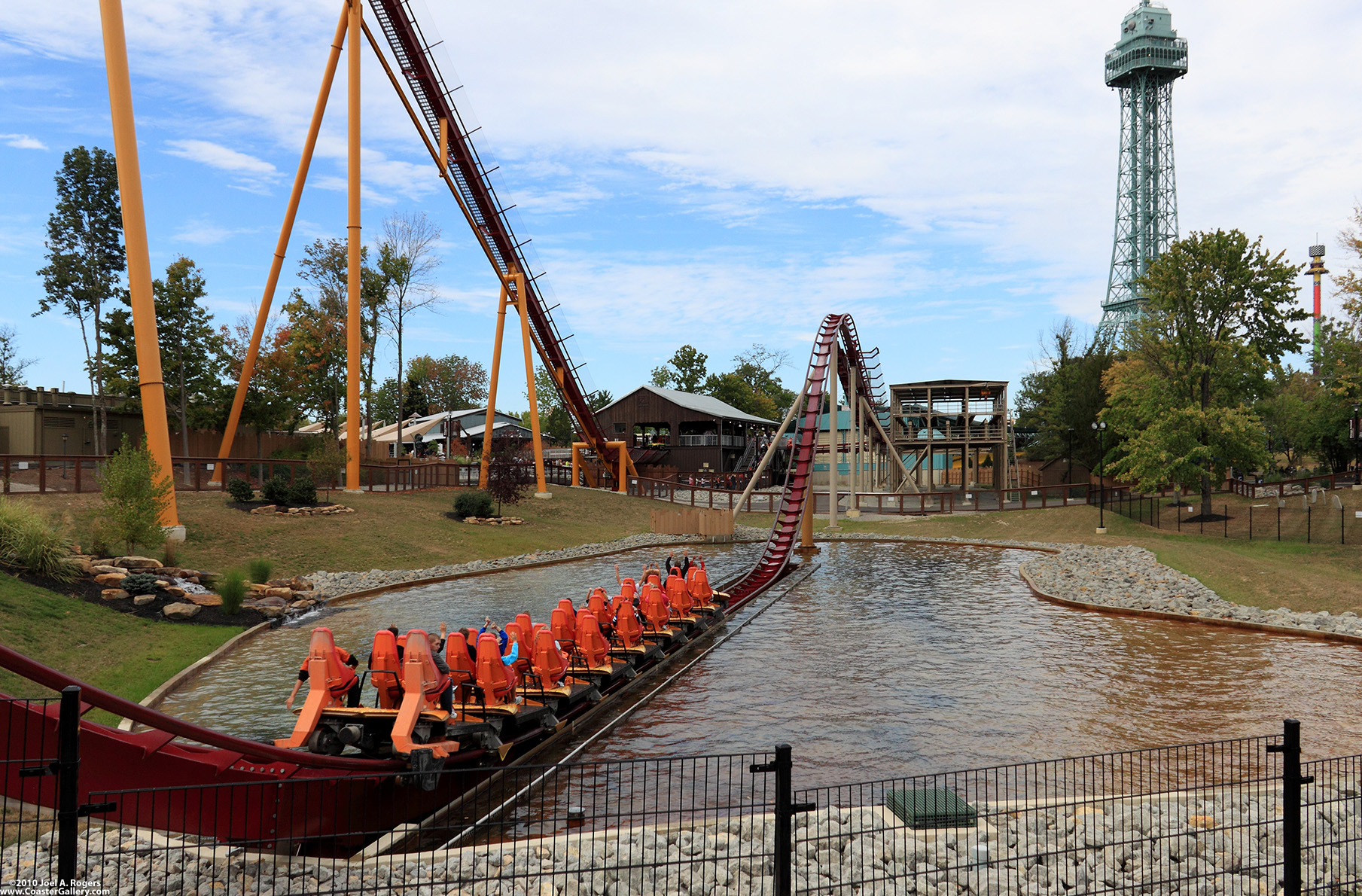 Roller coaster going into the water