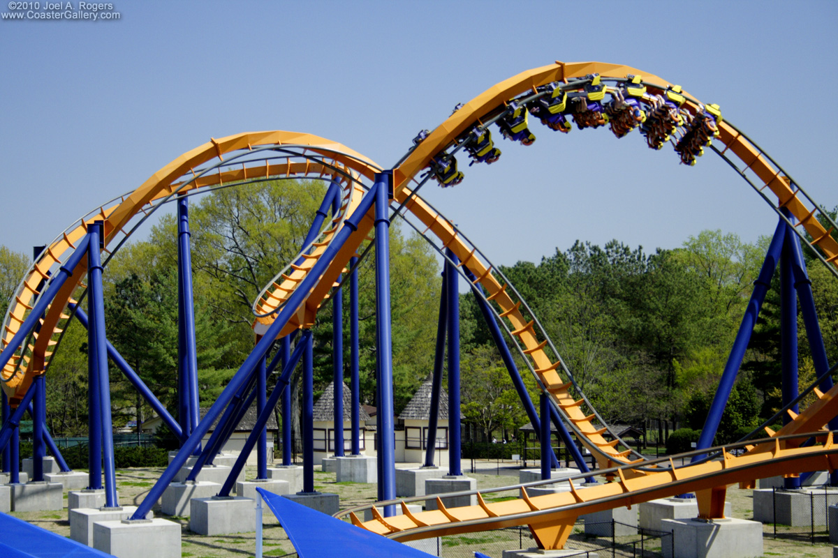 Interlocking loops on a roller coaster
