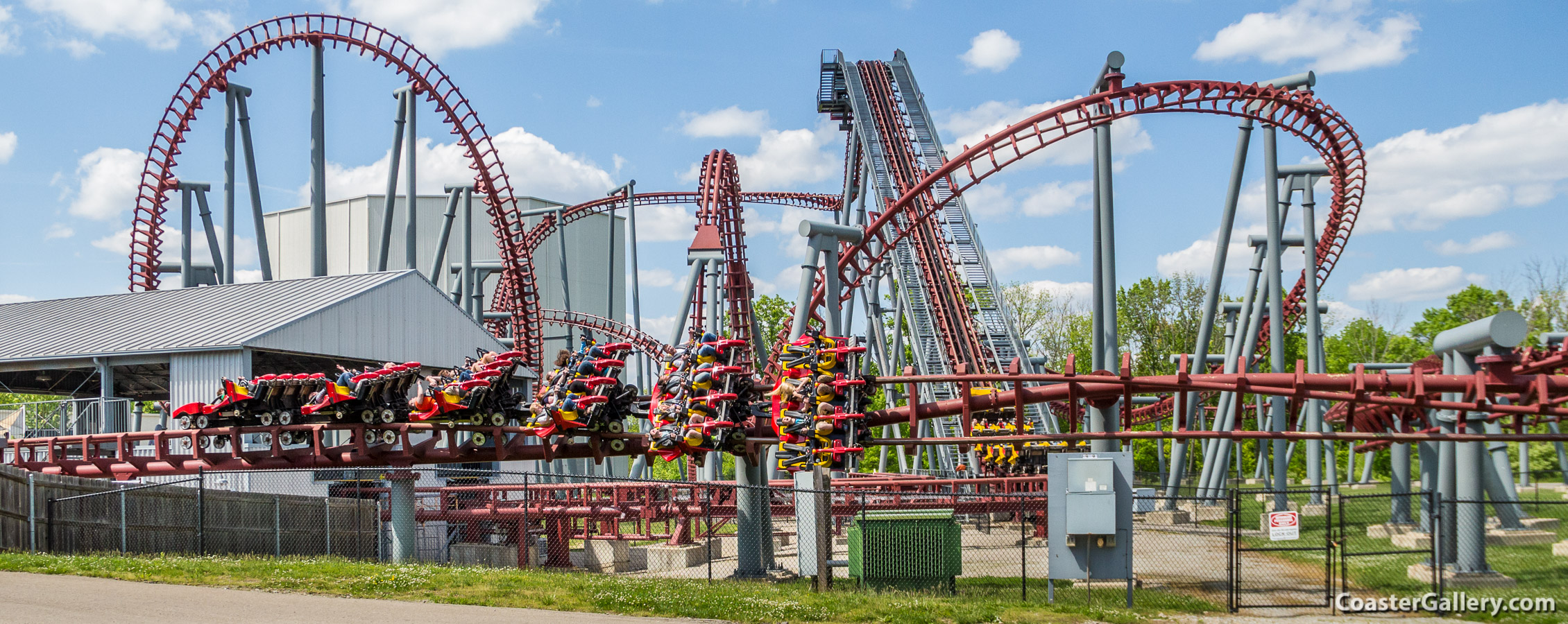 Panorama of the Firehawk roller coaster
