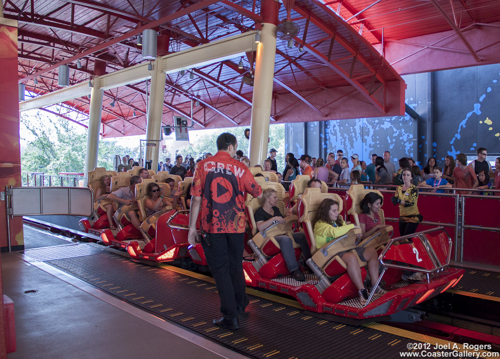 Moving sidewalk and a roller coaster