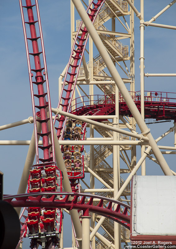 Two trains on roller coaster