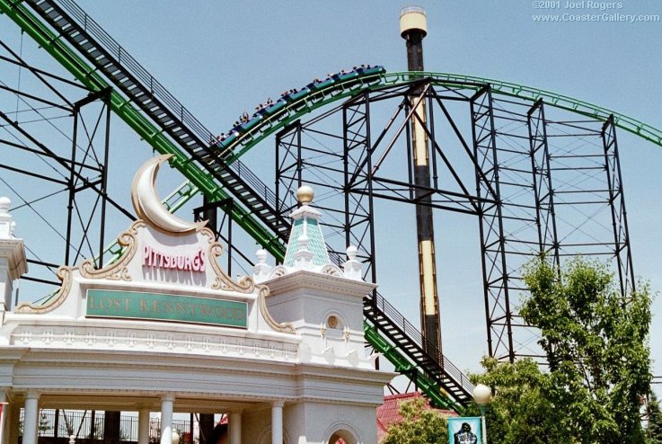 Lost Kennywood section with Pittsburgh Plunge in the background