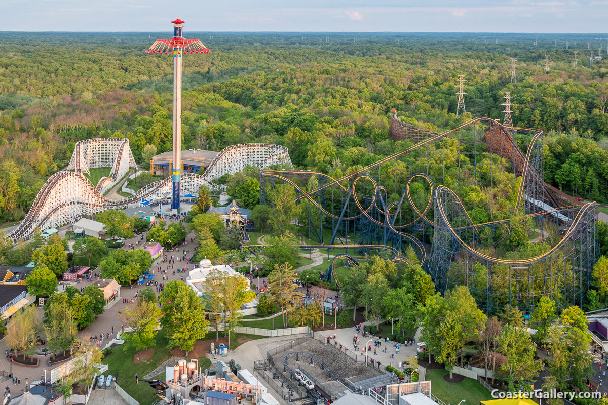 2014 aerial view of the Kings Island amusement park