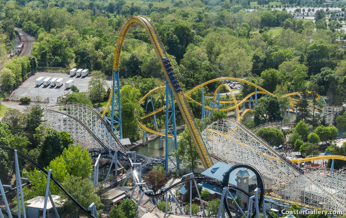 Building a roller coaster over the water. An aerial view of Spring Creek in Pennsylvania