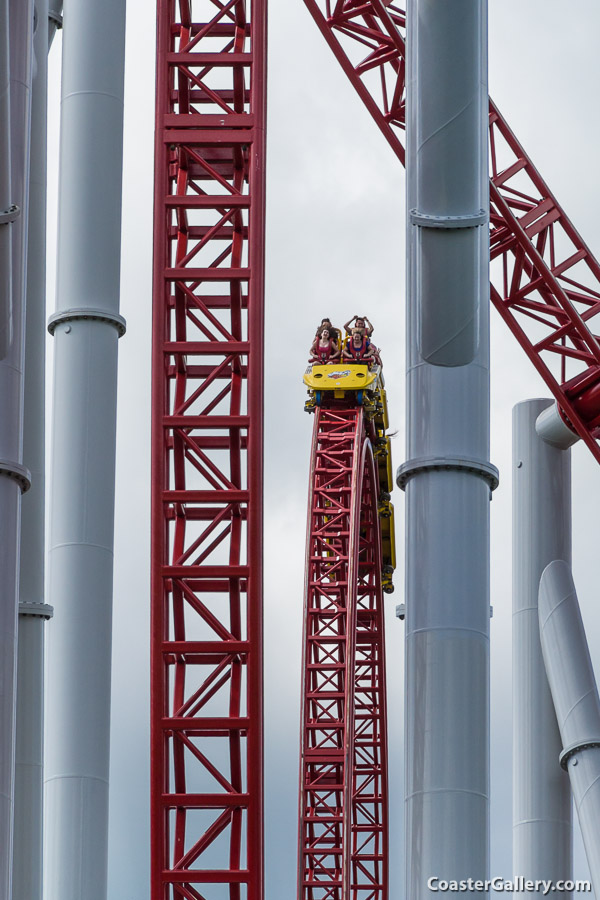 The yellow trains on Storm Runner