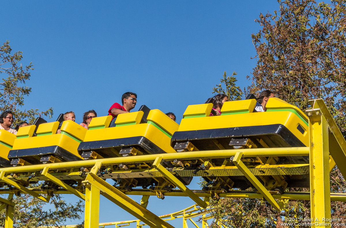 Tubular steel rails on a modern roller coaster