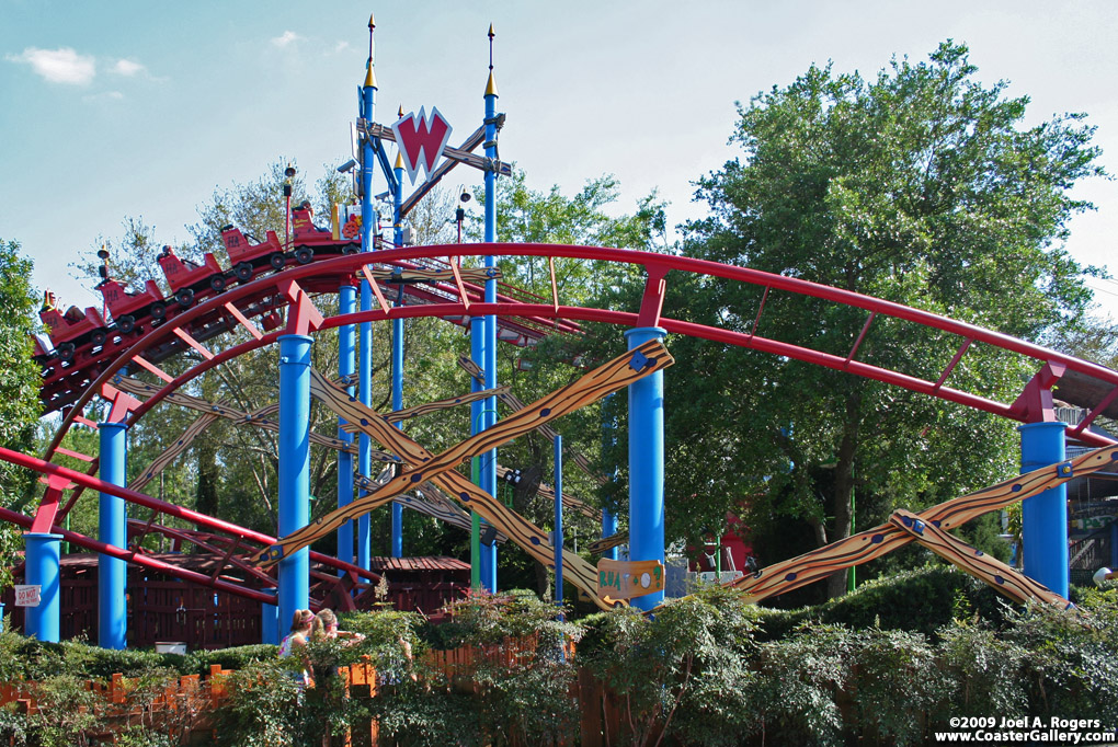 A family roller coaster themed after a cartoon character.