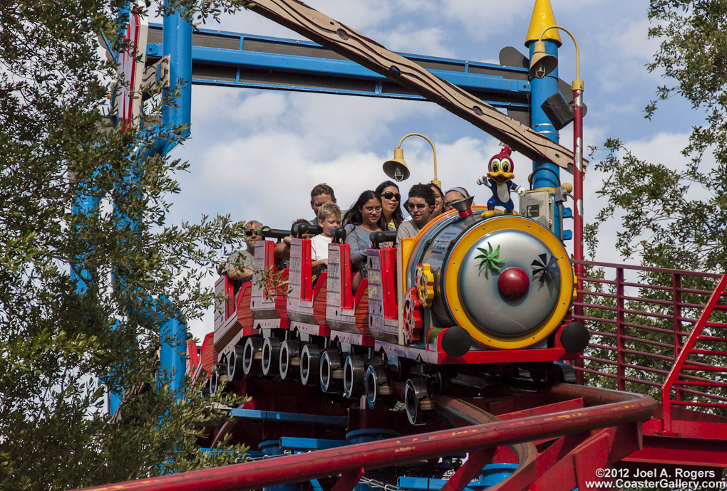 Universal Studios' roller coaster. The front of the train.