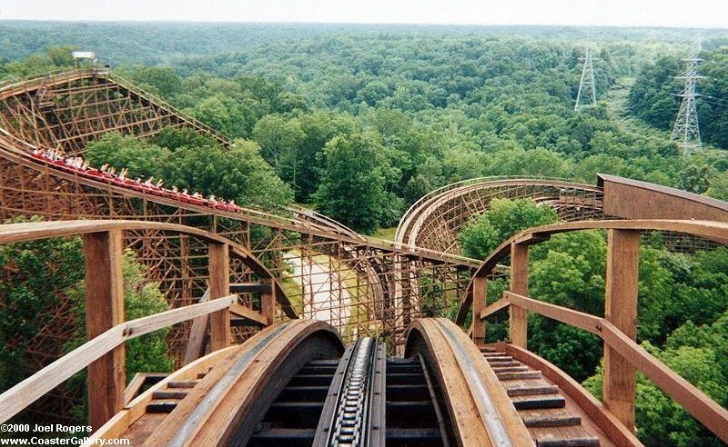 Beast roller coaster -- First hill point of view