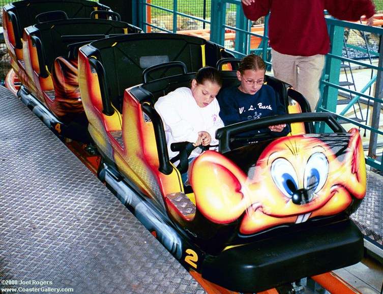 Wild Mouse roller coaster in the loading station