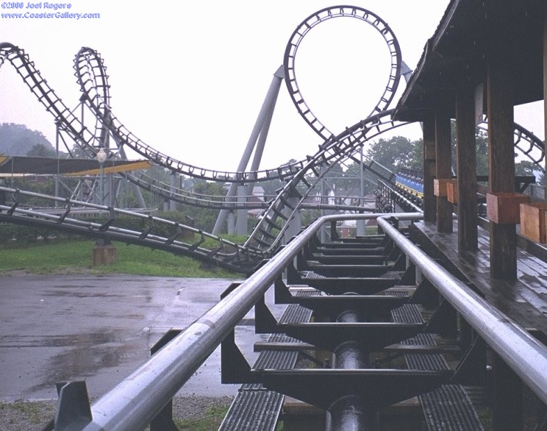 Loops on the Steel Phantom roller coaster in Kennywood