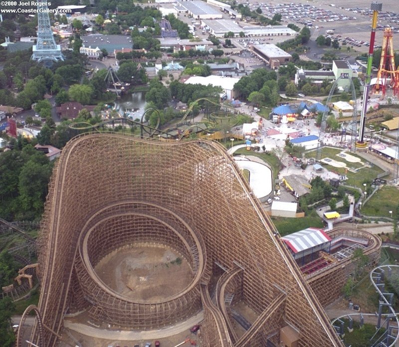 View of the world's tallest wood coaster